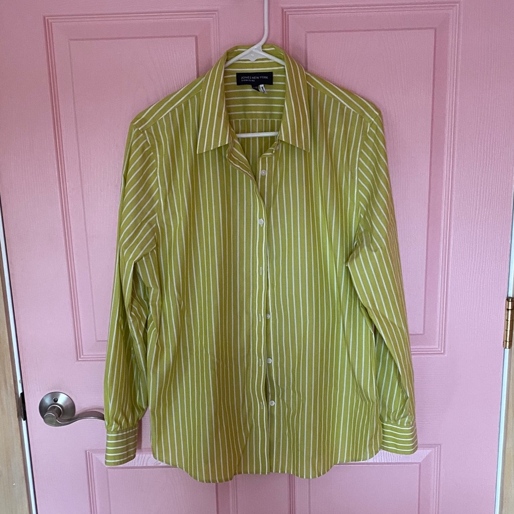 Jones New York Lime Striped Blouse